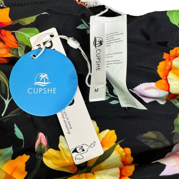 Cupshe Sweet Floral High Waisted Bikini Bottom M - Picture 4 of 8